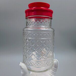 Vintage Anchor Hocking Wexford Glass Kitchen Canister Jars with Original Lid